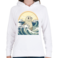 PRINTFASHION Fóka és a hullámok anime stílus - Női kapucnis pulóver - Fehér