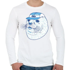 PRINTFASHION Fóka - Férfi hosszú ujjú póló - Fehér férfi póló