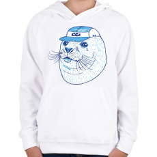PRINTFASHION Fóka - Gyerek kapucnis pulóver - Fehér