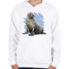 PRINTFASHION Fóka - Gyerek kapucnis pulóver - Fehér