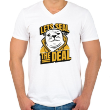PRINTFASHION fóka-Seal the deal - Férfi V-nyakú póló - Fehér férfi póló