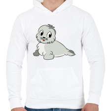 PRINTFASHION Fókabébi - Férfi kapucnis pulóver - Fehér férfi pulóver, kardigán