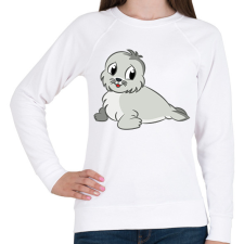 PRINTFASHION Fókabébi - Női pulóver - Fehér női pulóver, kardigán