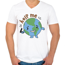 PRINTFASHION Föld bolygó - Férfi V-nyakú póló - Fehér férfi póló