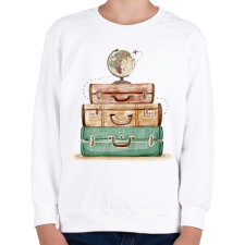 PRINTFASHION Föld körüli utazás - Bőröndök - Gyerek pulóver - Fehér gyerek pulóver, kardigán