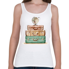 PRINTFASHION Föld körüli utazás - Bőröndök - Női atléta - Fehér női trikó