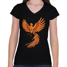 PRINTFASHION Főnix - Női V-nyakú póló - Fekete női póló