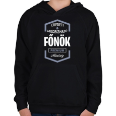 PRINTFASHION Főnök prémium minőség - Gyerek kapucnis pulóver - Fekete