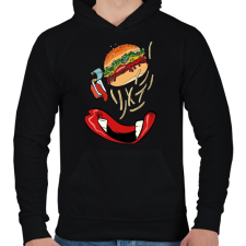 PRINTFASHION Foodporn - Férfi kapucnis pulóver - Fekete férfi pulóver, kardigán