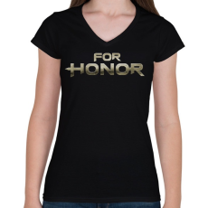 PRINTFASHION For Honor - Női V-nyakú póló - Fekete