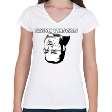 PRINTFASHION Fordult a kocka. - Női V-nyakú póló - Fehér