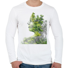PRINTFASHION Forest & Girl - Férfi hosszú ujjú póló - Fehér férfi póló