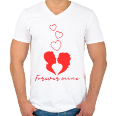 PRINTFASHION Forever mine - Férfi V-nyakú póló - Fehér