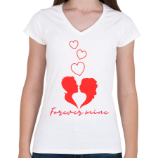 PRINTFASHION Forever mine - Női V-nyakú póló - Fehér női póló