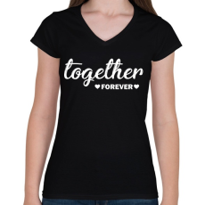 PRINTFASHION Forever together - páros 1 - Női V-nyakú póló - Fekete