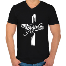 PRINTFASHION Forgiven-megbocsájtás 2 - Férfi V-nyakú póló - Fekete férfi póló