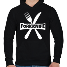PRINTFASHION Forkknife - Férfi kapucnis pulóver - Fekete