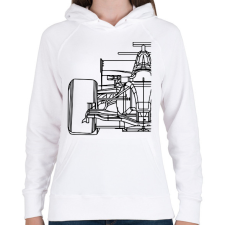 PRINTFASHION Forma1 - Női kapucnis pulóver - Fehér női pulóver, kardigán