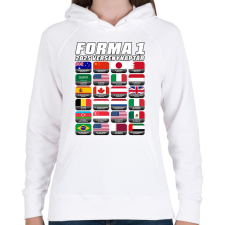 PRINTFASHION Forma 1 2025 versenyek - Női kapucnis pulóver - Fehér női pulóver, kardigán