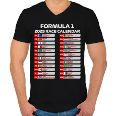 PRINTFASHION Forma 1 2025 versenynaptár  - Férfi V-nyakú póló - Fekete