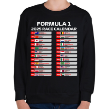 PRINTFASHION Forma 1 2025 versenynaptár  - Gyerek pulóver - Fekete gyerek pulóver, kardigán