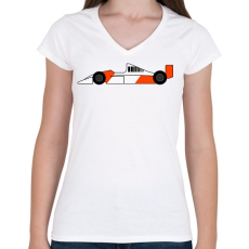 PRINTFASHION Forma 1 car - Női V-nyakú póló - Fehér