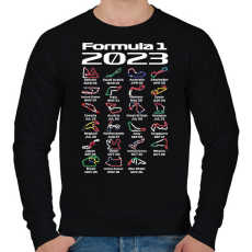 PRINTFASHION Formula 1 2023 versenynaptár (Angol) - Férfi pulóver - Fekete
