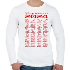 PRINTFASHION Formula 1 2024 P - Férfi hosszú ujjú póló - Fehér férfi póló