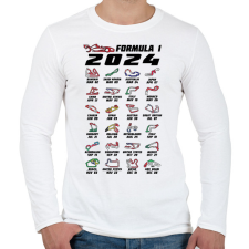 PRINTFASHION Formula 1 - 2024 versenynaptár (fekete) - Férfi hosszú ujjú póló - Fehér férfi póló