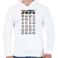 PRINTFASHION Formula 1 - 2024 versenynaptár (fekete) - Férfi kapucnis pulóver - Fehér