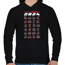 PRINTFASHION Formula 1 - 2024 versenynaptár - Férfi kapucnis pulóver - Fekete férfi pulóver, kardigán