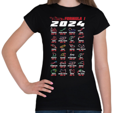 PRINTFASHION Formula 1 - 2024 versenynaptár - Női póló - Fekete
