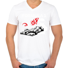 PRINTFASHION Formula 1 - Férfi V-nyakú póló - Fehér férfi póló