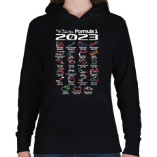 PRINTFASHION Formula 1 versenynaptár 2023 02 - Női kapucnis pulóver - Fekete