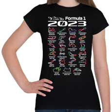PRINTFASHION Formula 1 versenynaptár 2023 02 - Női póló - Fekete