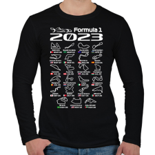 PRINTFASHION Formula 1 versenynaptár 2023  - Férfi hosszú ujjú póló - Fekete férfi póló