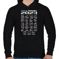 PRINTFASHION Formula 1 versenynaptár 2023  - Férfi kapucnis pulóver - Fekete