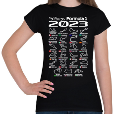 PRINTFASHION Formula 1 versenynaptár 2023  - Női póló - Fekete