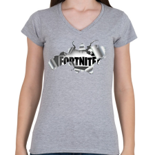 PRINTFASHION Fornite rip - Női V-nyakú póló - Sport szürke női póló