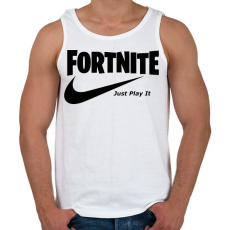 PRINTFASHION Fortite Just Play It Fekete - Férfi atléta - Fehér