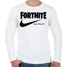 PRINTFASHION Fortite Just Play It Fekete - Férfi hosszú ujjú póló - Fehér férfi póló