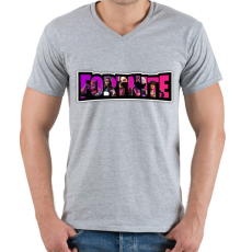 PRINTFASHION Fortnite10 - Férfi V-nyakú póló - Sport szürke