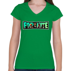 PRINTFASHION Fortnite11 - Női V-nyakú póló - Zöld