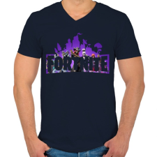 PRINTFASHION Fortnite #1 - Férfi V-nyakú póló - Sötétkék férfi póló