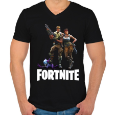 PRINTFASHION Fortnite #3 - Férfi V-nyakú póló - Fekete férfi póló