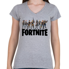 PRINTFASHION Fortnite #5 /Black/ - Női V-nyakú póló - Sport szürke női póló