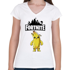 PRINTFASHION Fortnite Banana  - Női V-nyakú póló - Fehér női póló