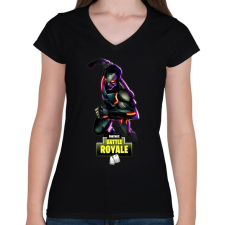 PRINTFASHION Fortnite battle royale art  - Női V-nyakú póló - Fekete női póló