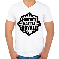 PRINTFASHION Fortnite battle royale - Férfi V-nyakú póló - Fehér