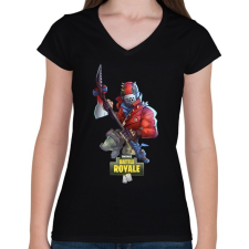 PRINTFASHION Fortnite Battle Royale - Női V-nyakú póló - Fekete női póló